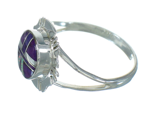 Magenta Turquoise Opal Genuine Sterling Silver Southwestern Ring Size 7-1/2 QX81489